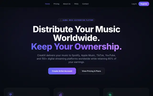 Screenshot of CreatiX - Artist Release & Operations Platform