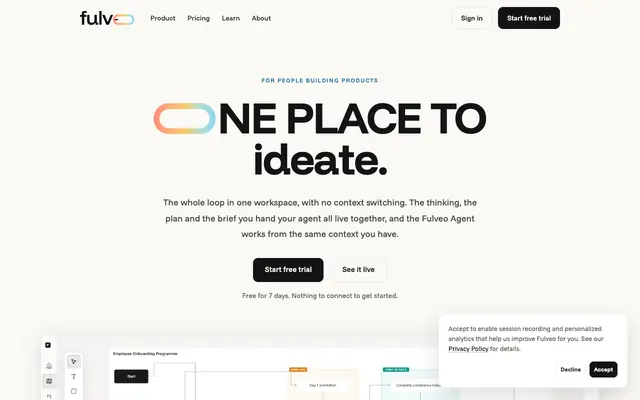 Screenshot of Fulveo - The product workspace built for the AI era