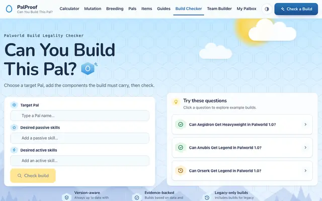 Screenshot of Can You Build This Pal? | Palworld Build Legality Checker