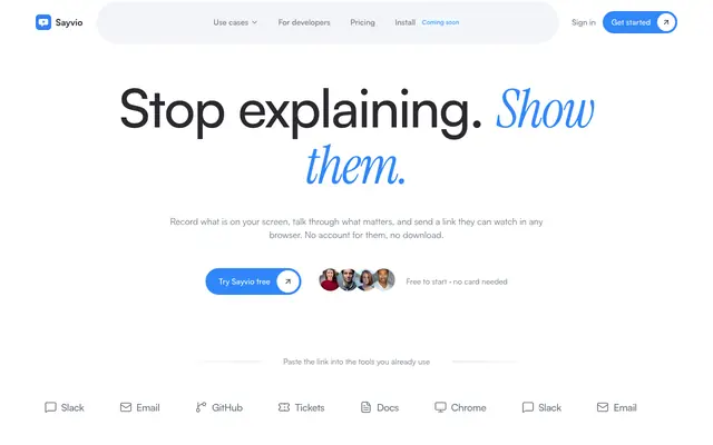 Screenshot of Sayvio — Visual Communication Through Screen Recording