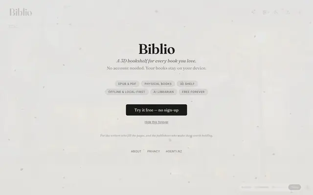 Screenshot of Biblio