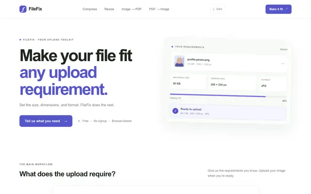 Screenshot of FileFix — Make your file fit any upload requirement