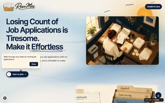 Screenshot of ResuMes | An Unusual Job Application Tracker for Managing Your Job Search
