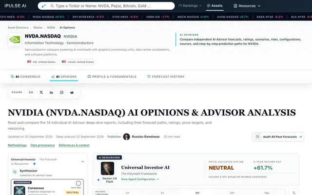 Screenshot of NVIDIA (NVDA) AI Opinions & Stock Price Targets | iPulse AI
