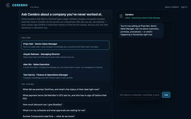 Screenshot of Cerebro · Live demo