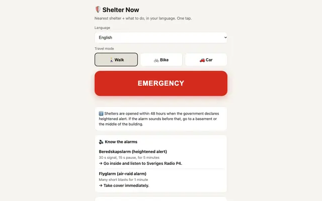 Screenshot of Shelter Now