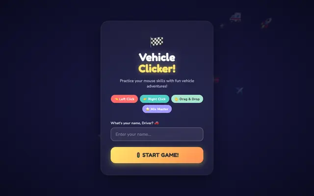 Screenshot of Vehicle Clicker 🚗 Mouse Practice Game