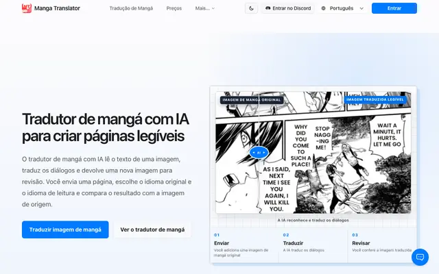 Screenshot of Tradutor de mangá com IA para imagens online - Manga Translator