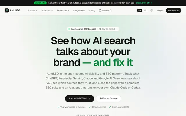 Screenshot of AutoSEO — Open-Source AI SEO & GEO Platform