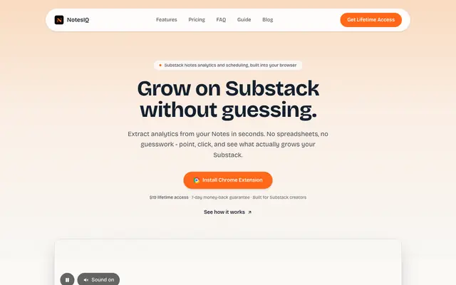 Screenshot of NotesIQ - Substack Notes Analytics & Scheduler