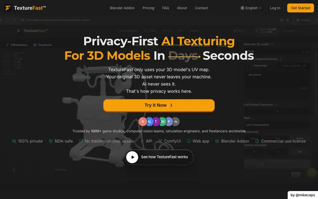 Screenshot of Privacy-First AI 3D Texturing Tool | TextureFast