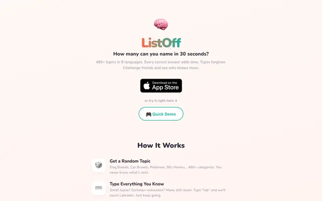 Screenshot of ListOff: The Word-Listing Game for iPhone | Name Everything, Beat Everyone