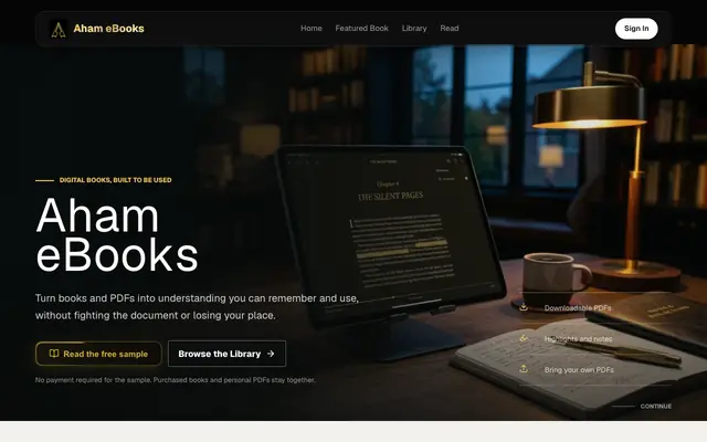 Screenshot of Aham eBooks | Read With More Control