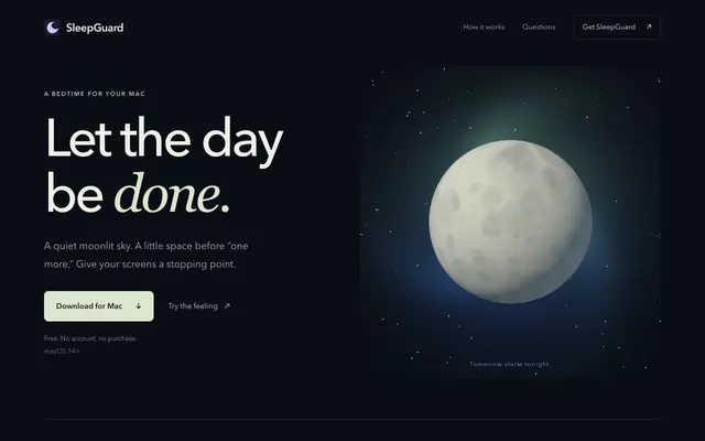 Screenshot of SleepGuard — A bedtime lock for your Mac