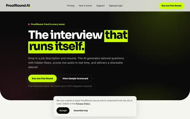 Screenshot of ProofRound AI | Your automated hiring assistant