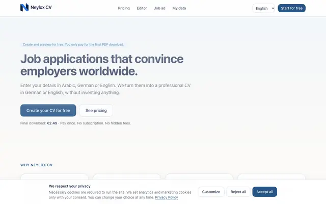 Screenshot of Online CV Builder: Create a Professional Resume