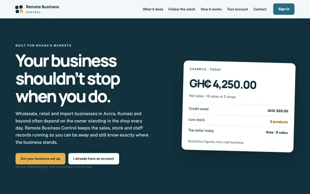 Screenshot of Remote Business Control