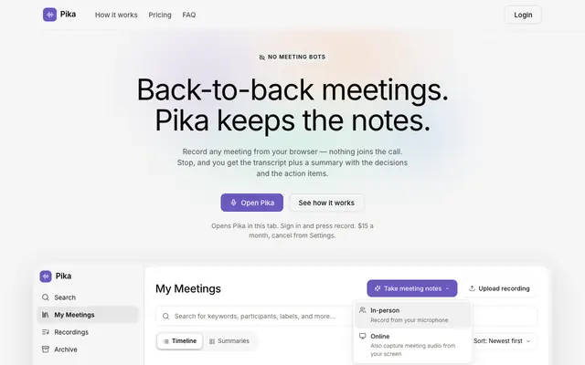Screenshot of pika-ink