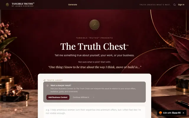 Screenshot of The Truth Chest™ — Tangible Truths™ by Jasmin Kirkwood