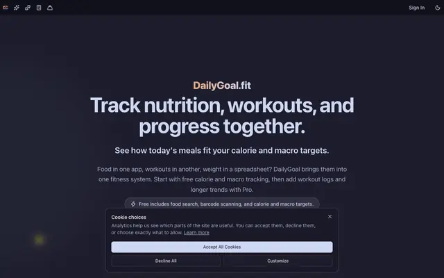 Screenshot of Calorie, Macro & Workout Tracker | DailyGoal.fit