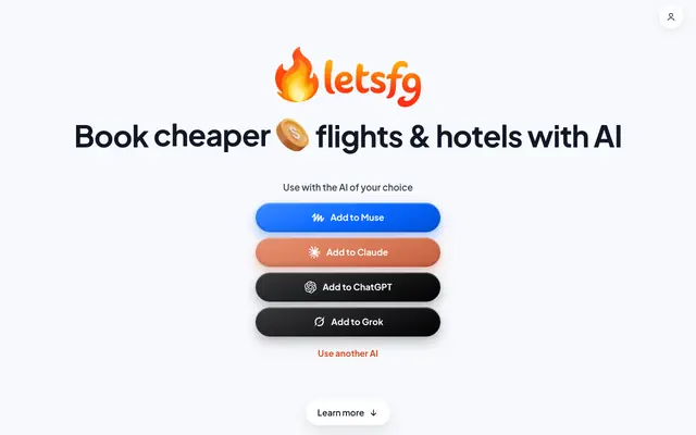 Screenshot of LetsFG: Book Flights & Hotels with AI