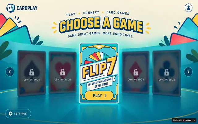 Screenshot of CardPlay — Choose a game
