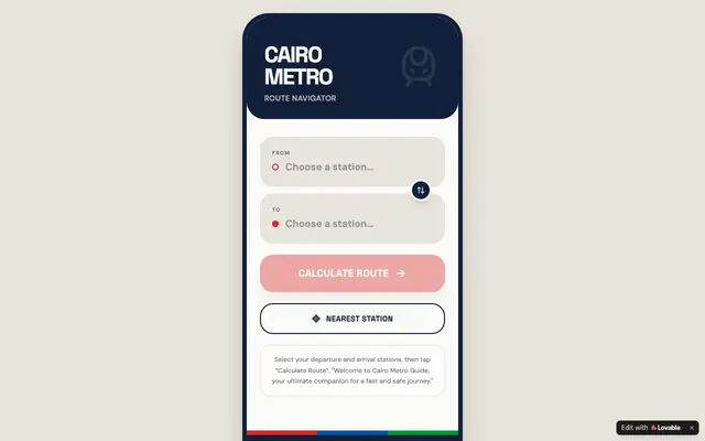 Screenshot of Cairo Metro Guide — Plan Your Trip