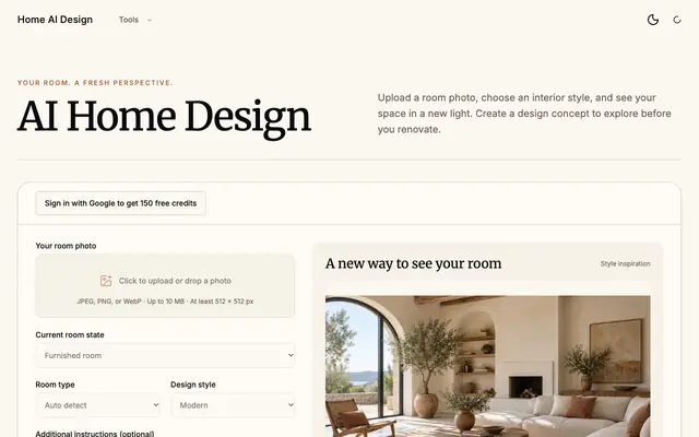 Screenshot of AI Home Design – Redesign Any Room from a Photo