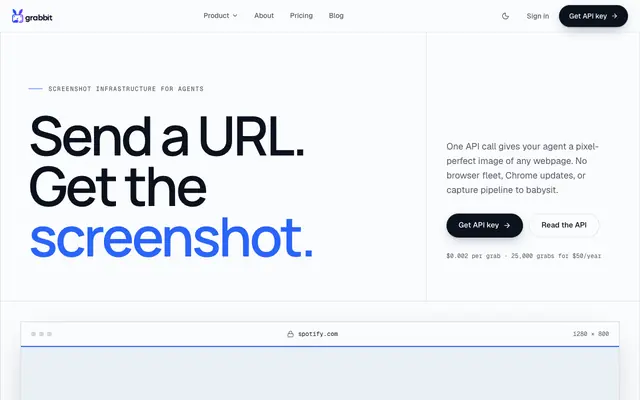 Screenshot of Grabbit: the agent-first screenshot API