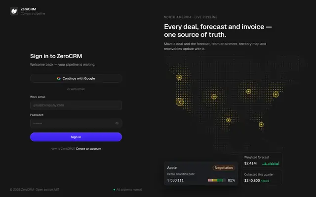 Screenshot of Companies · ZeroCRM