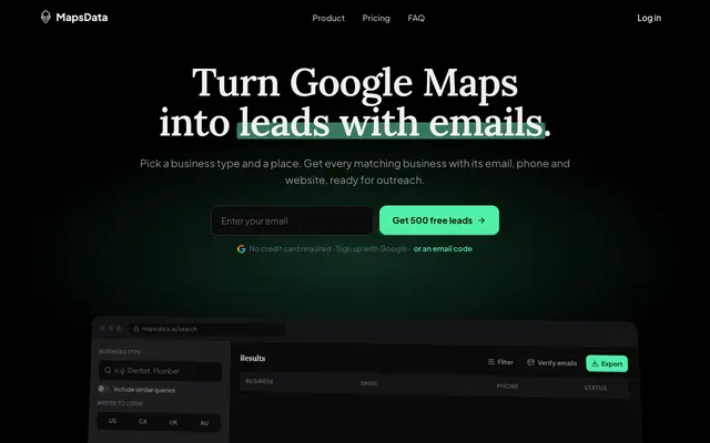 Screenshot of Google Maps Scraper with Verified Emails | MapsData