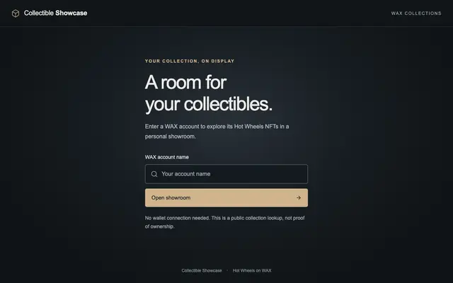 Screenshot of Collectible Showcase
