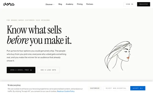Screenshot of Vora | Customer Co-Creation & Voting Platform