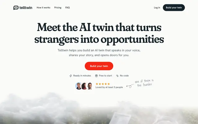 Screenshot of Telltwin · The AI twin that answers your visitors in your voice