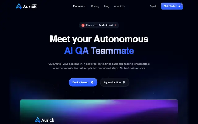 Screenshot of Aurick - Autonomous AI QA Engineer