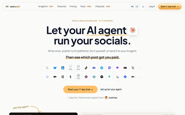 Screenshot of Social Media Scheduler With Revenue Per Post — seenpaid