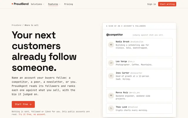 Screenshot of Where to sell · ProudSend