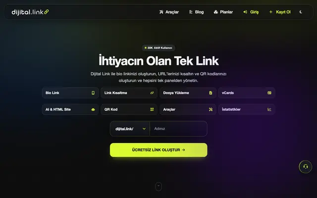 Screenshot of Ücretsiz Kısa Link Oluşturma | Link Kısaltma | Dijital Link