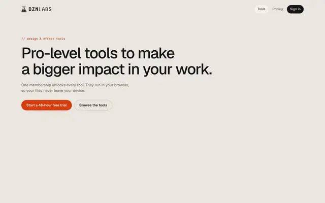 Screenshot of dznlabs™ — design & effect tools
