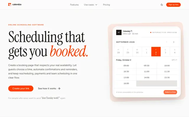 Screenshot of Calendza — online scheduling software for easier bookings