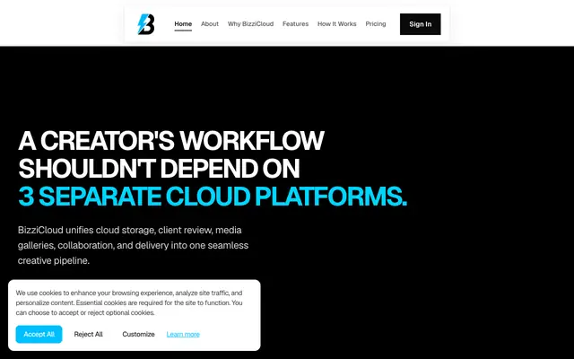 Screenshot of Bizzi Cloud | Cloud storage built for creators