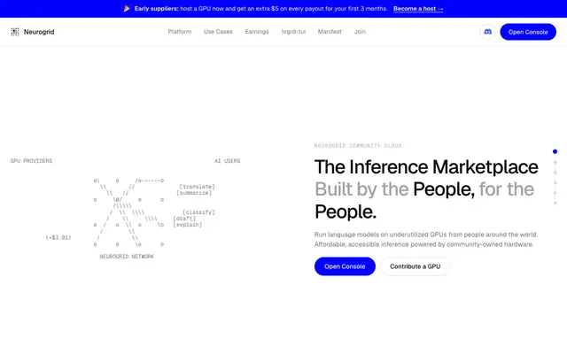 Screenshot of Neurogrid Community Cloud — The Inference Marketplace Built by the People, for t