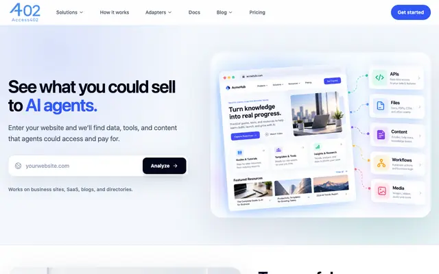 Screenshot of Monetize Websites and APIs With x402 Payments | Access402
