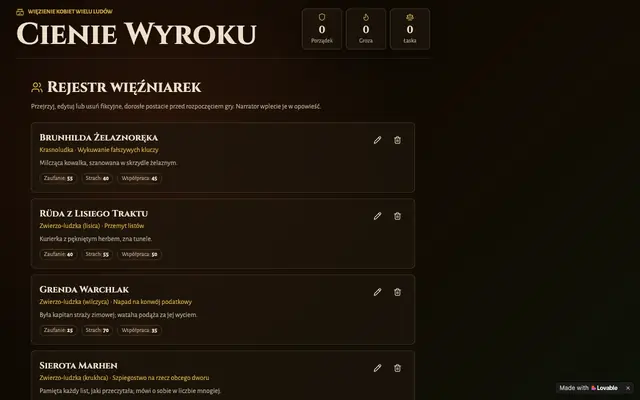 Screenshot of Cienie Wyroku — tekstowo-graficzna gra dark fantasy