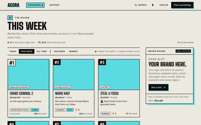 Screenshot of Agora — the board