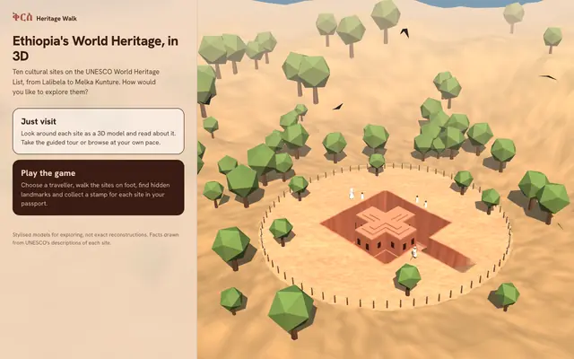Screenshot of ቅርስ Heritage Walk: Ethiopia's World Heritage in 3D