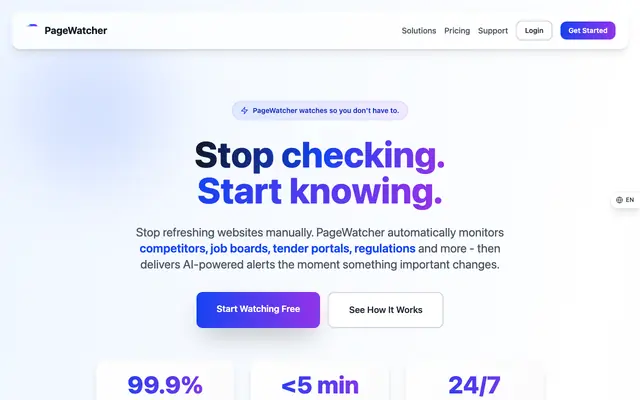 Screenshot of Page Watcher - Website Change Detection