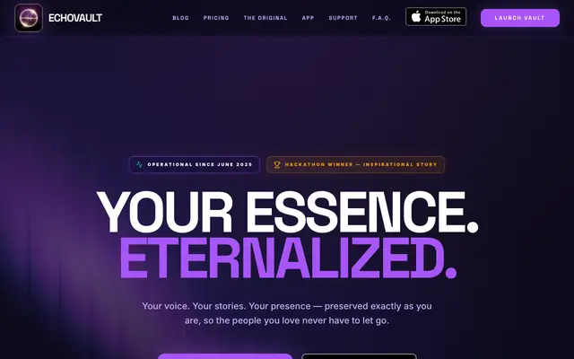 Screenshot of EchoVault — Your Essence, Eternalized
