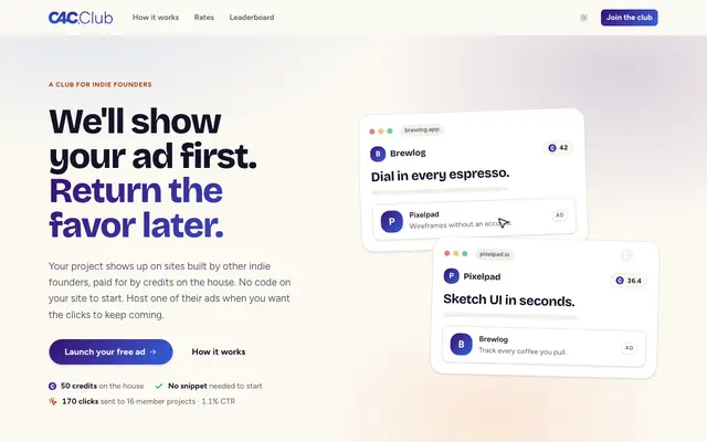 Screenshot of c4c.club — Click 4 Click