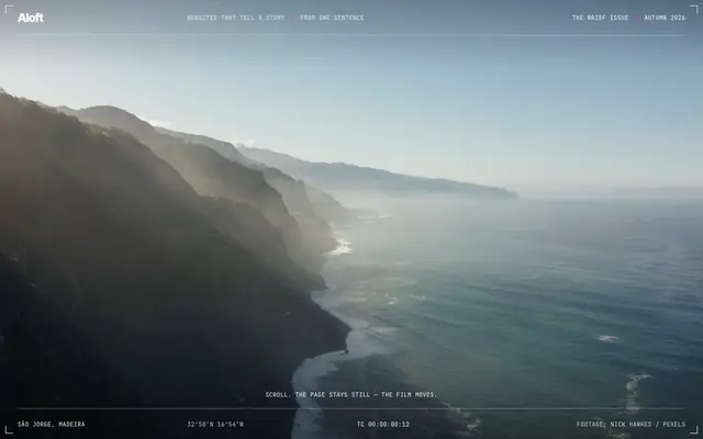 Screenshot of Aloft — websites that tell a story
